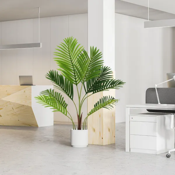 Ensemble 2 Plantes Artificielles 90/140 cm Palmier Tropical Pot Ciment