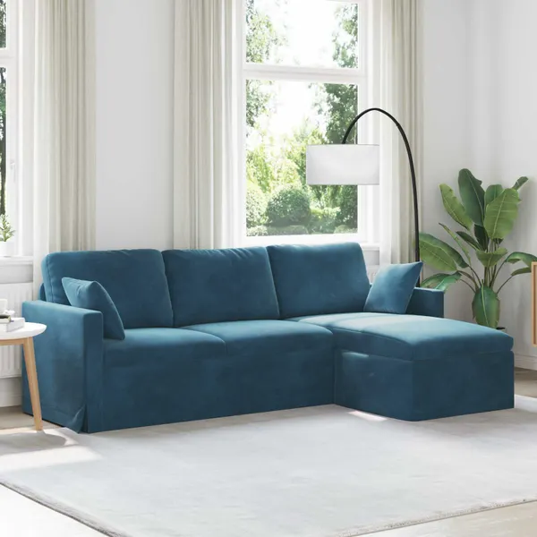 Sofá Azul 228 x 134 x 80 cm Veludo