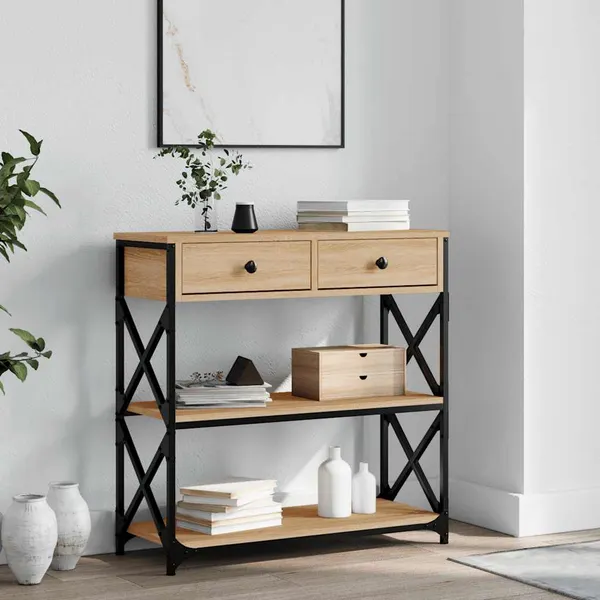 Mesa consola carvalho sonoma 75x28x75 cm