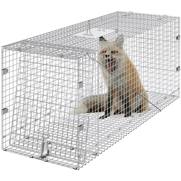 Gaiola armadilha animal 50"x20"x26" ferro galvanizado dobrável