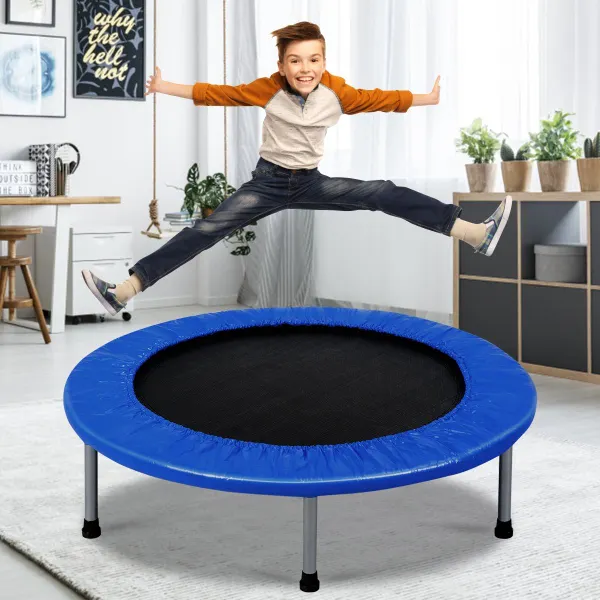 Cama Elástica Dobrável 97x97cm com 32 Molas e Almofadas de Proteção