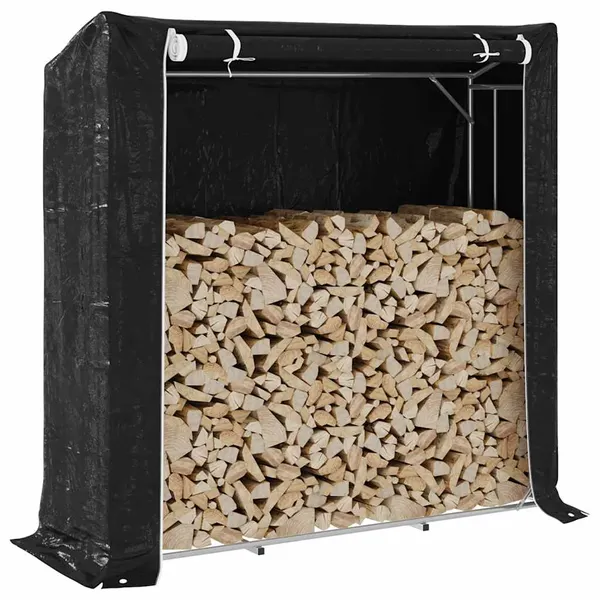 Rack de lenha com tampa de chuva 200x60x200 cm aço galvanizado