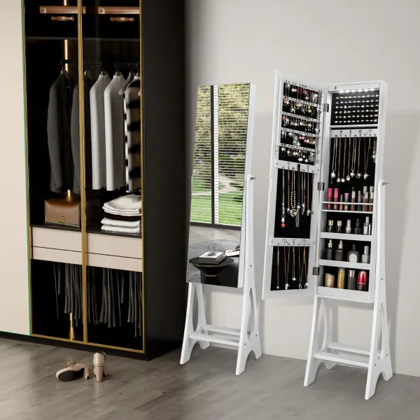 Armario para Joyas con Espejo de Cuerpo Entero LED 36x33,5x154,5 cm