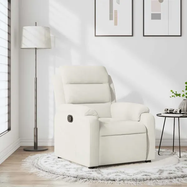 Poltrona reclinável veludo cor creme