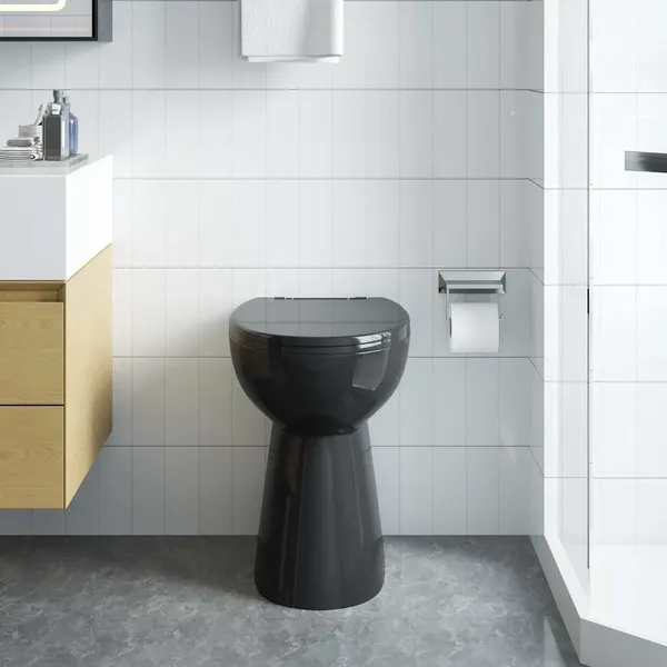 Sanita sem rebordo 7 cm altura extra fecho suave cerâmica preto