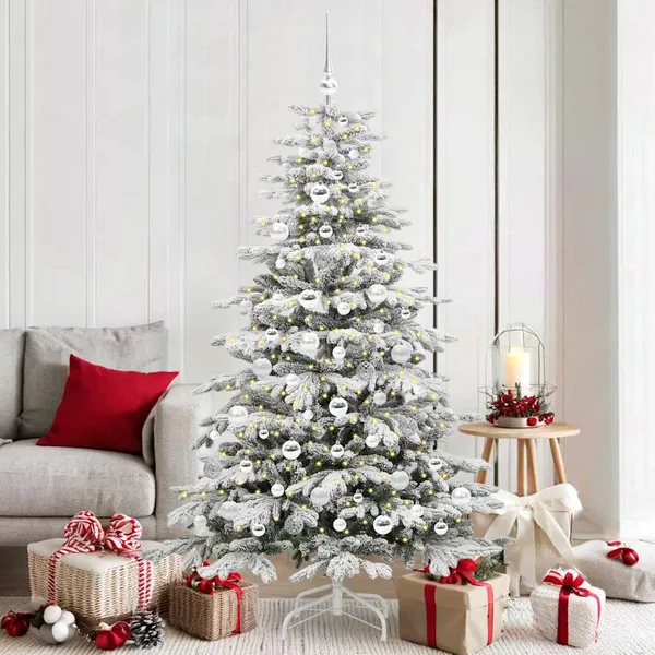 Árvore de Natal Articulada Artificial Branco 180 cm PE e PVC