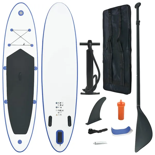 Prancha de paddle SUP insuflável azul e branco