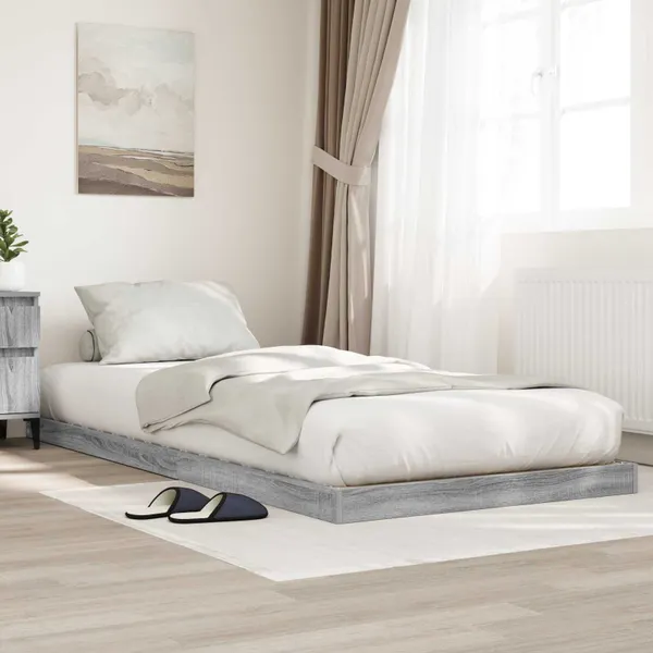Estrutura de cama de chão Cinza Sonoma 100 x 200 cm
