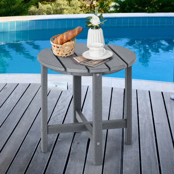 Table Basse Ronde Extérieur HDPE Adirondack 46cm Résistante aux Intempéries