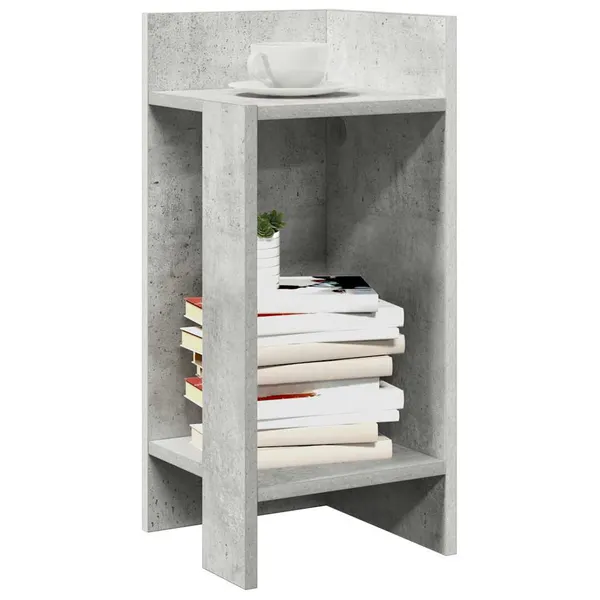 Mesa lateral com prateleira 110x50x103 cm cinzento cimento