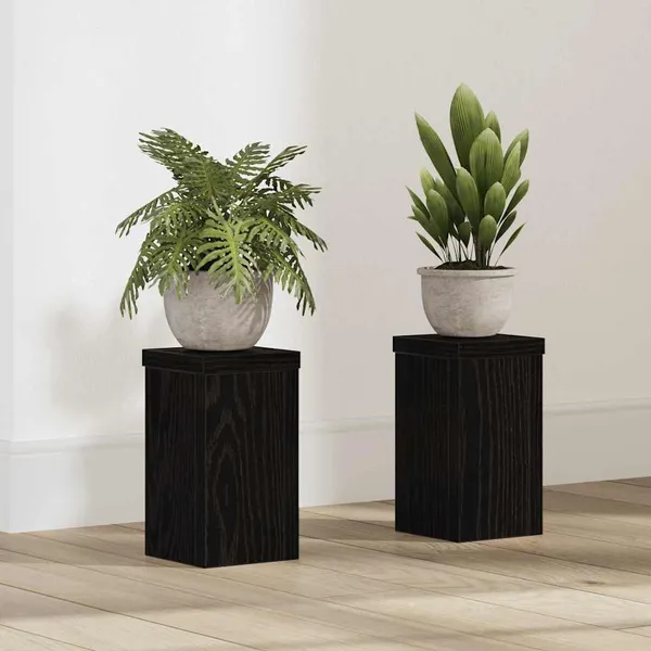 Suporte para Plantas 2 pcs Carvalho Preto 10 x 10 x 18 cm