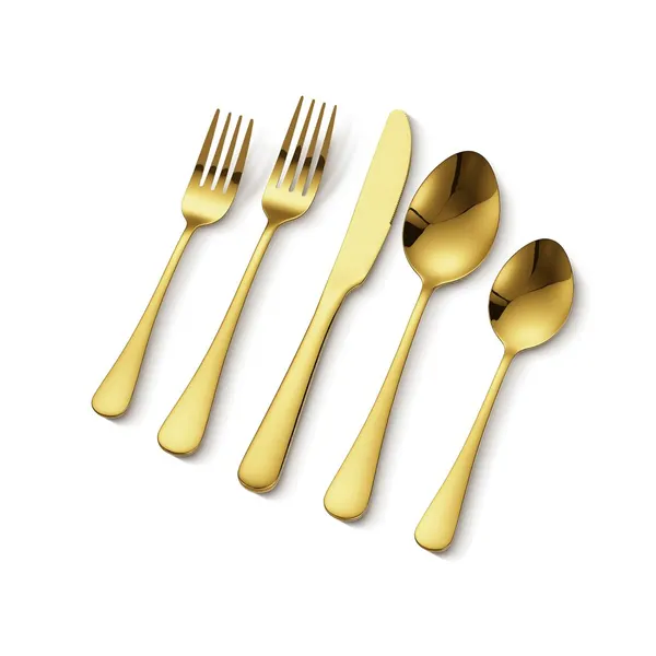 Talher dourado 100 peças aço inoxidável 20 serviços