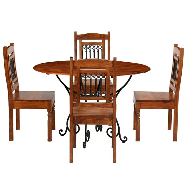 Conjunto de mesa de jantar 5 pcs madeira de acácia maciça