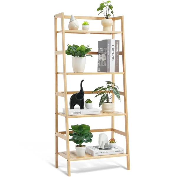 Estante bambú escada 4 níveis aberta natural