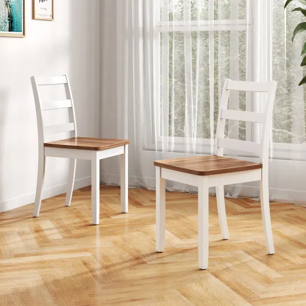 Conjunto de 2 Cadeiras de Jantar Madeira Natural Encosto Curvo Alto Marrom Escuro