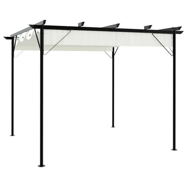 Pérgola com toldo retrátil 3x3 m aço branco nata