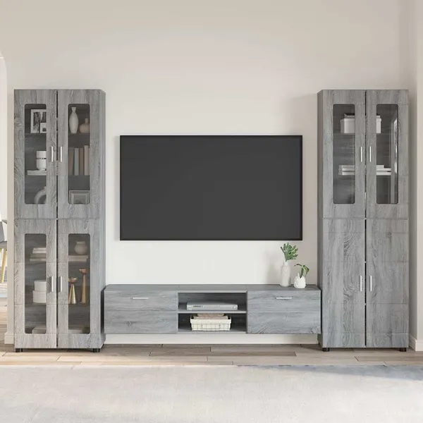 Conjunto de móvel de TV com gaveta FLORIN 3 pcs Cinza Sonoma