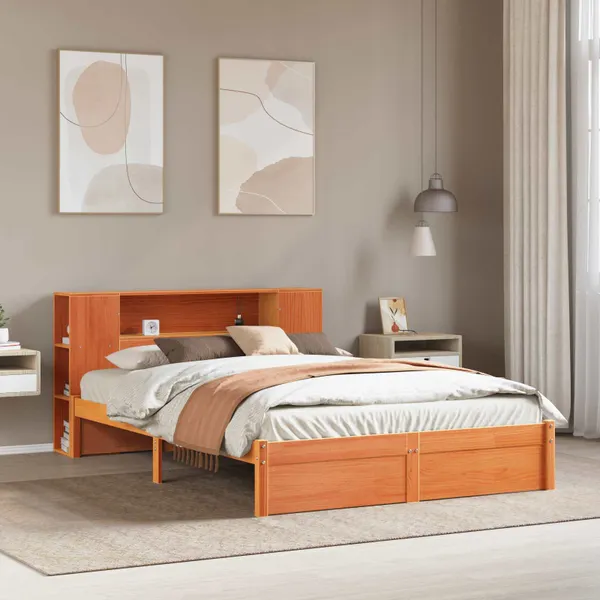 Estrutura de Cama com Cabeceira com Armazenamento 2 pcs