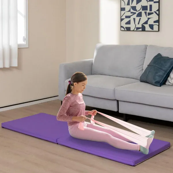 Tappetino Ginnastica Pieghevole 180x60x5cm Tappeto Yoga Allenamento Viola