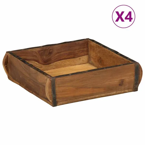 Tabuleiro com armazenamento 4 pcs Castanho 29 x 31 x 10 cm