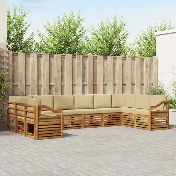 Conjunto de Sofá Sectional com almofada 10 pcs Natural e Bege