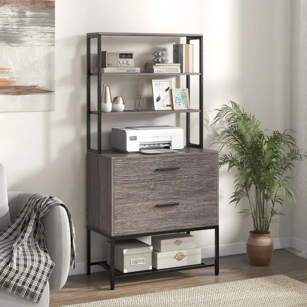 Archivador Vertical Soporte para Impresora con Estantes Cajón Compatible con Tamaño Carta A4 Legal para Oficina