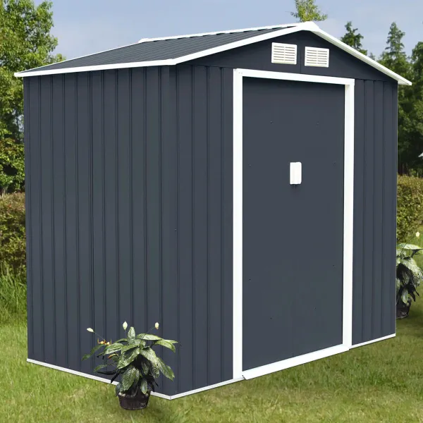 Caja de Cobertizo de Jardín 213x127x185cm en Chapa de Acero Galvanizado Verde Oscuro/Gris