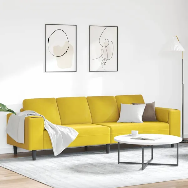Sofá de Sala de Estar Amarelo 250 x 77 x 76 cm