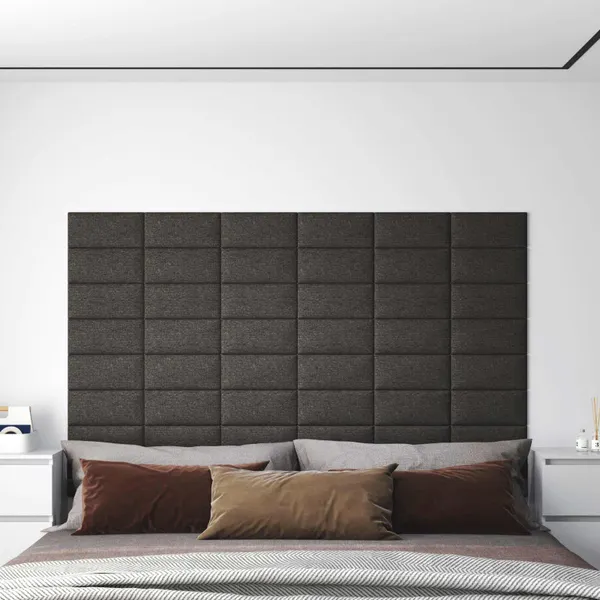 Cabeceira de Parede 12 pcs Cinza Escuro 30 x 15 cm tecido