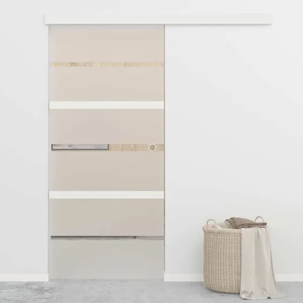Porta deslizante em vidro ESG e alumínio 90x205 cm prateado