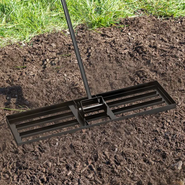 Rastrello Livellatore per Prato 91 x 25 cm Attrezzo da Giardino Ergonomico e Resistente