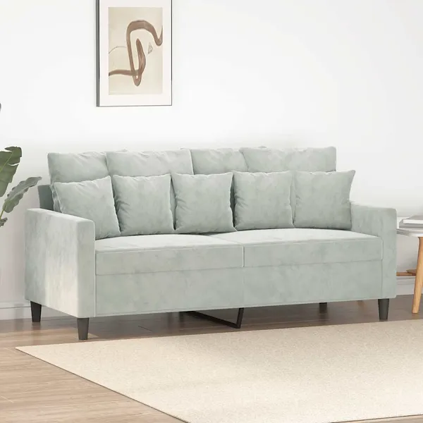 Sofá de 2 lugares 140 cm veludo cinza-claro