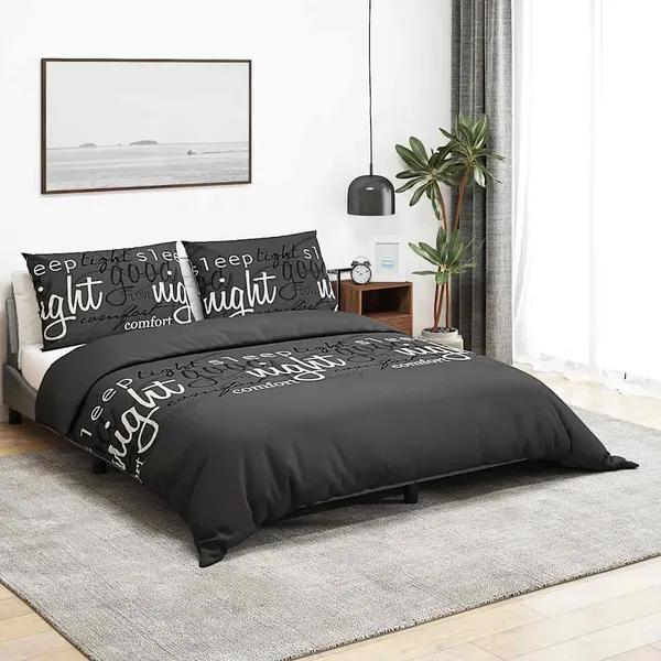 Juego de funda de edredón 260x220 cm algodón negro