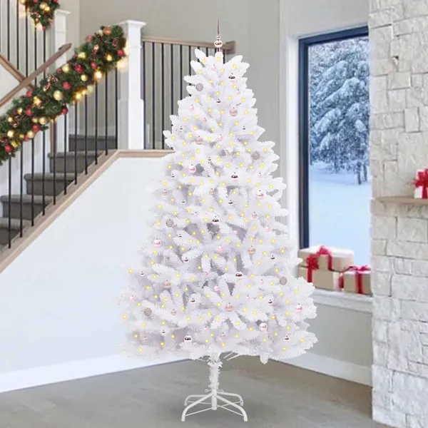 Árvore de Natal Articulada Artificial Branco 270 cm PVC e Aço