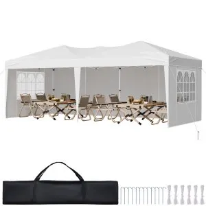 Tenda portátil 5,9x2,96 m, 3 painéis laterais 2 janelas