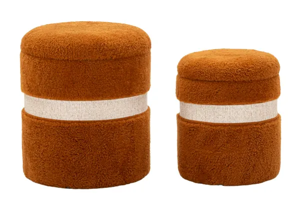 Puff com Contentor Saint-Moritz Castanho Conjunto 2 peças ø 40x47-32x38 cm