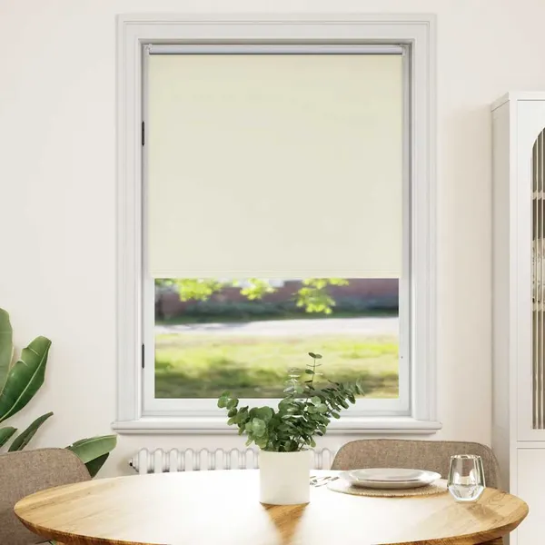 Cortina de rolo blackout, 124,4 x 175 cm, largura do tecido 120 cm, branco-creme