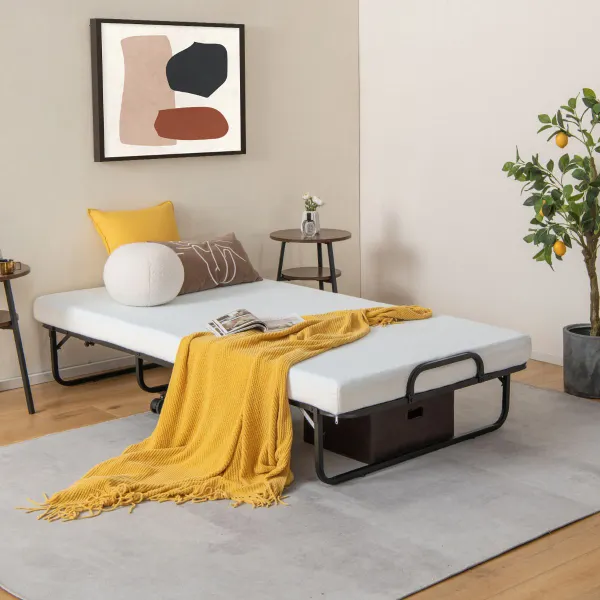 Cama Plegável com Colchão Viscoelástico para Hóspedes - Portátil 191 x 96 x 28 cm