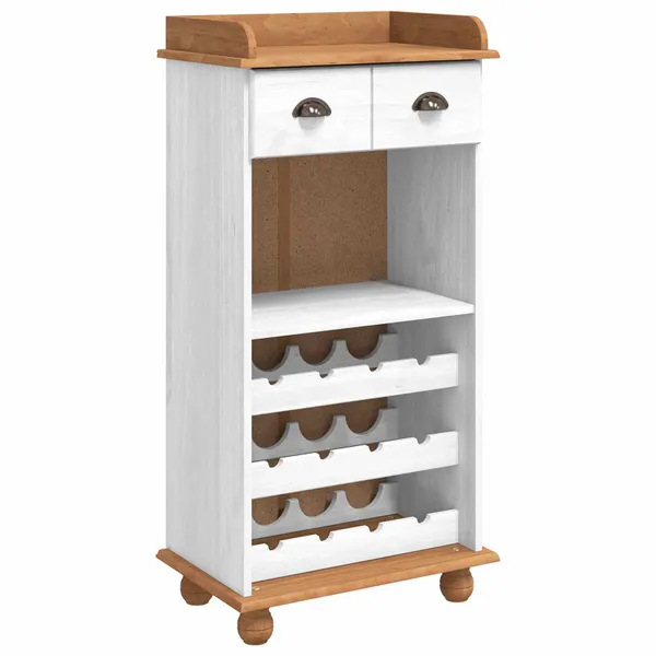 Armário de Vinho ASKIM Branco com Topo de Mel 57 x 37 x 114 cm