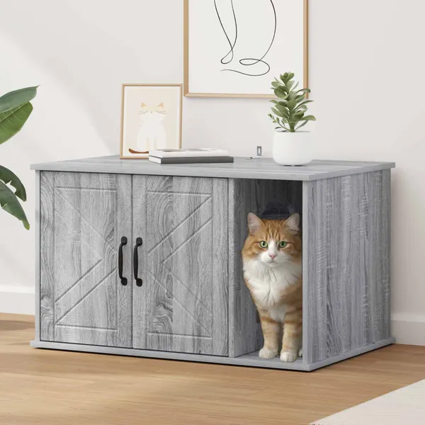 Casa para Gatos Cinza Sonoma 85 x 55 x 50 cm Madeira processada