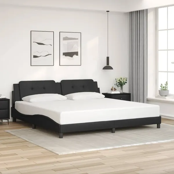 Estrutura de cama sem colchão Zadar 200x200 cm couro artificial preto