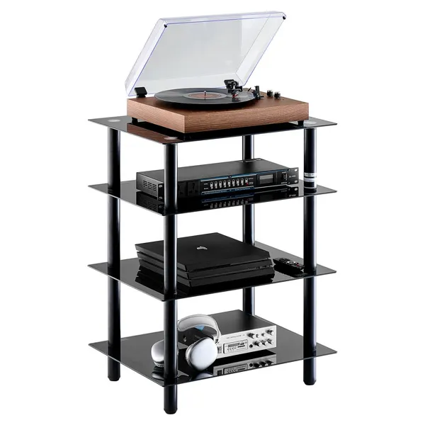 Suporte AV 4 níveis vidro temperado multimédia
