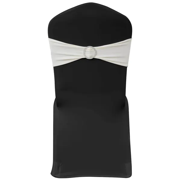 Banda decorativa para silla, elástica, en crema con hebilla diamante