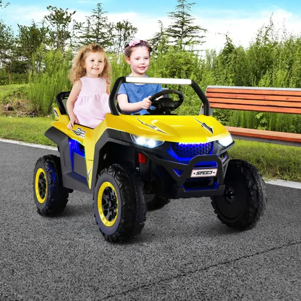 Voiture UTV Électrique 2 Places Enfant 12V Télécommande 2.4G Musique 3-8 Ans