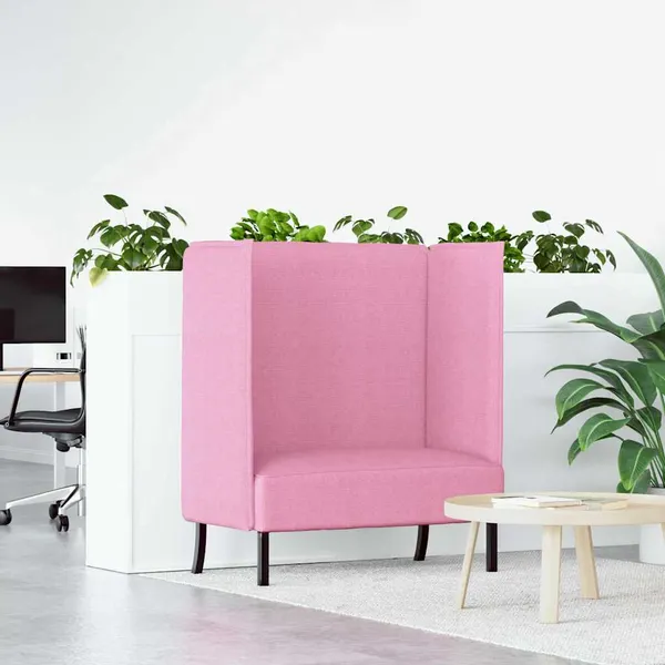 Sofá de Encosto Alto 101cm Rosa tecido