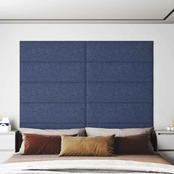Cabeceira de Parede 12 pcs Azul 90 x 30 cm tecido