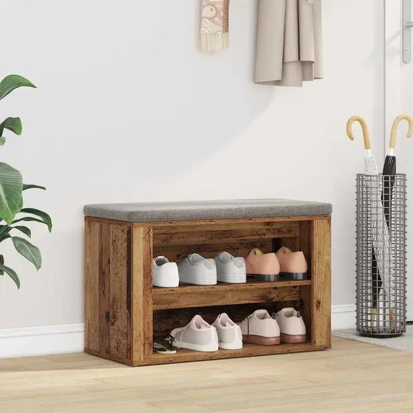 Rack de Sapatos com prateleira Madeira antiga 75 x 35 x 45 cm