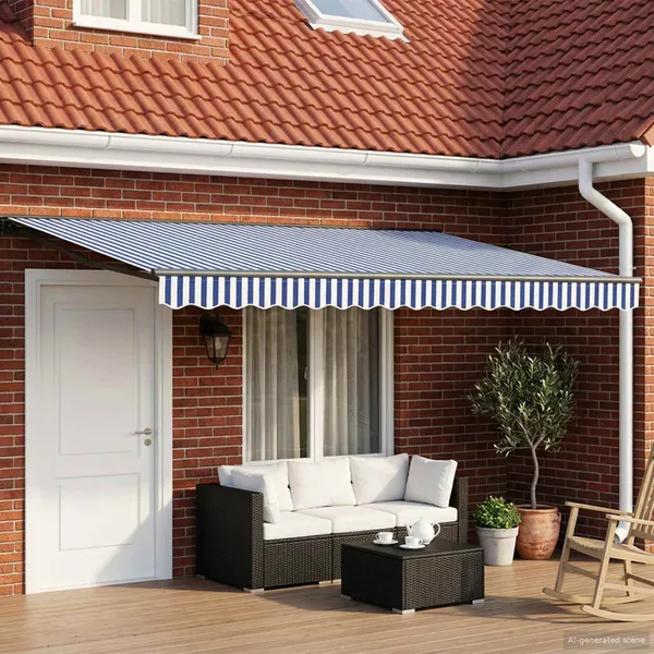 Toldo Retrátil Elétrico Azul, Branco, Antracite 4,5 × 3 m