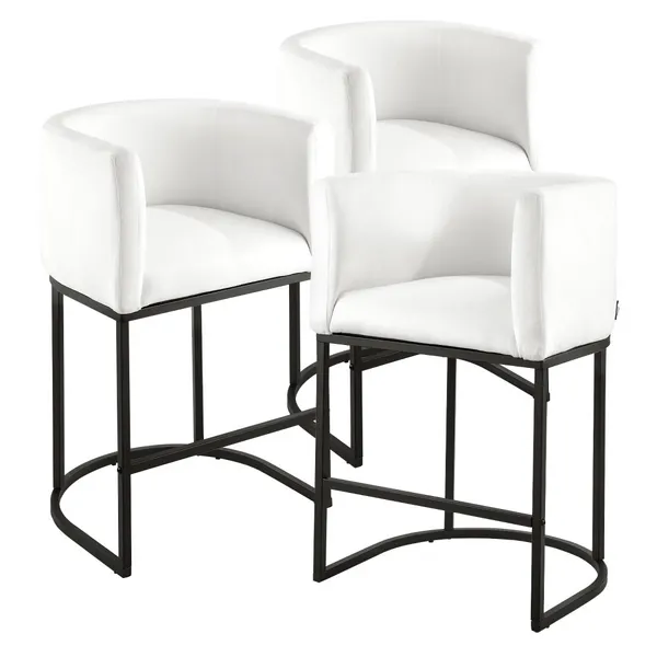 Conjunto 3 bancos contador 63 cm encosto braço branco