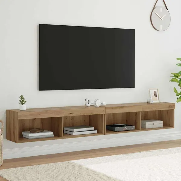Conjunto de móvel de TV com LED 2 pcs Carvalho Artesanal